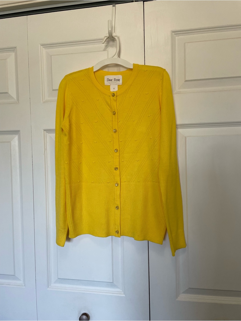 Dear Rose Yellow Button-Up Knit Cardigan Sweater- Small